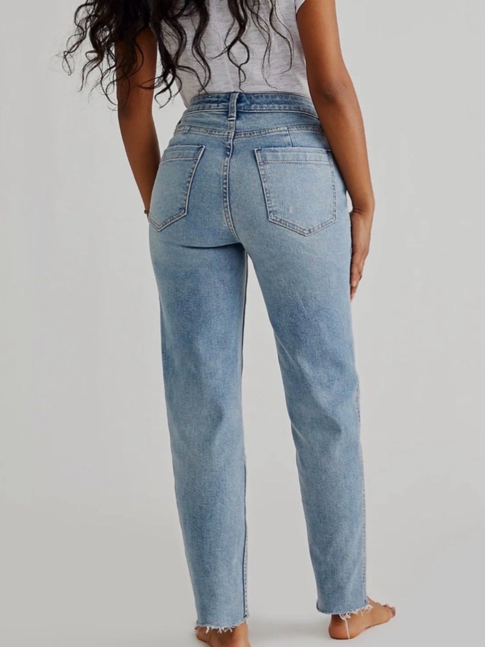 We The Free Free People CRVY Distressed Light Blue Denim Jeans